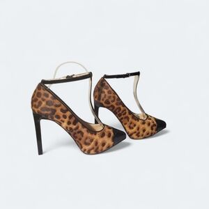 Nine West Brown and Black Stiletto Heels with Leopard Print Size 6